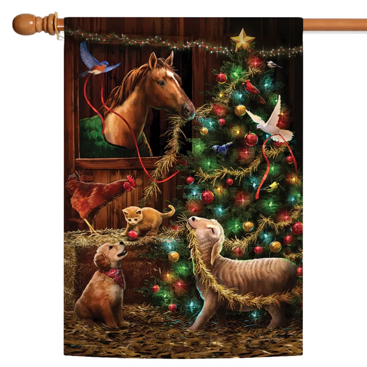 Toland Home Garden Christmas Barn Outdoor House Flag 40" x 28"